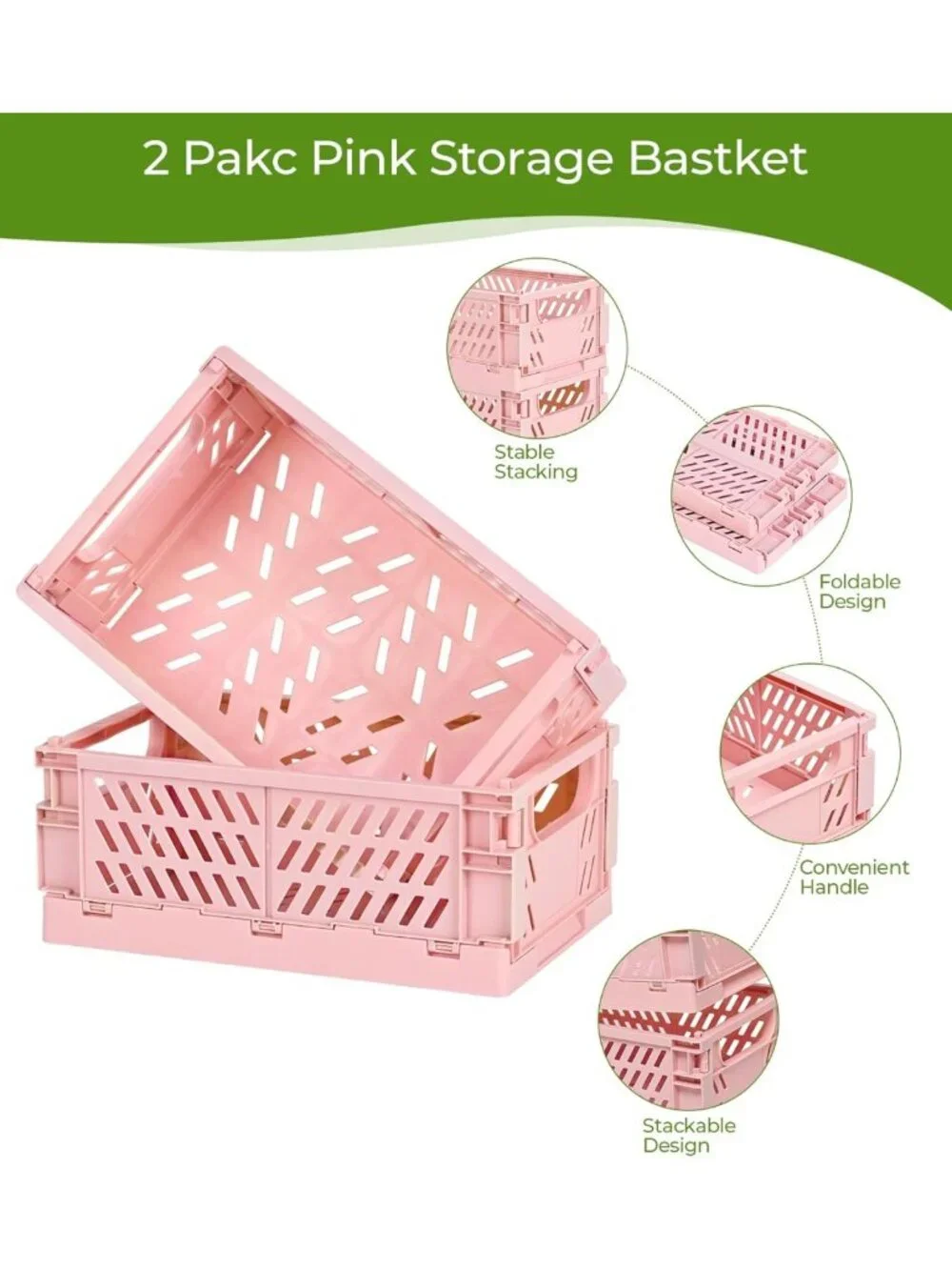 4-Pack Collapsible Pastel Storage Baskets - Mini Organizing Bins for Home